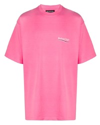 Мужская ярко-розовая футболка с круглым вырезом от Balenciaga