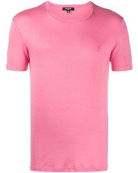 Мужская ярко-розовая футболка с круглым вырезом от Balmain