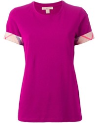 Женская ярко-розовая футболка с круглым вырезом от Burberry