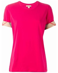 Женская ярко-розовая футболка с круглым вырезом от Burberry