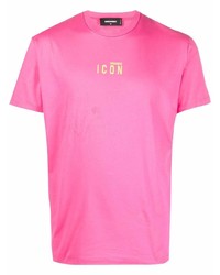 Мужская ярко-розовая футболка с круглым вырезом от DSQUARED2