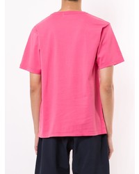 Мужская ярко-розовая футболка с круглым вырезом от A Bathing Ape