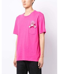 Мужская ярко-розовая футболка с круглым вырезом от Doublet