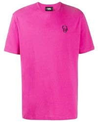 Мужская ярко-розовая футболка с круглым вырезом от Karl Lagerfeld