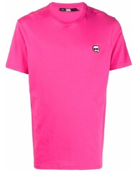 Мужская ярко-розовая футболка с круглым вырезом от Karl Lagerfeld