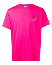 Мужская ярко-розовая футболка с круглым вырезом от Loewe