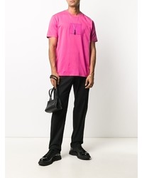 Мужская ярко-розовая футболка с круглым вырезом от Givenchy