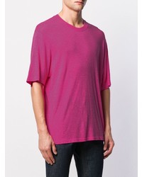 Мужская ярко-розовая футболка с круглым вырезом от Ami Paris