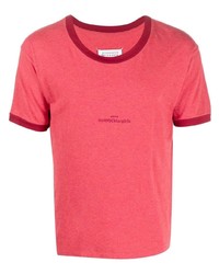 Мужская ярко-розовая футболка с круглым вырезом от Maison Margiela