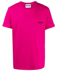 Мужская ярко-розовая футболка с круглым вырезом от Moschino