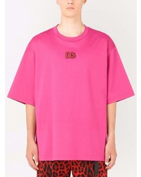 Мужская ярко-розовая футболка с круглым вырезом от Dolce & Gabbana