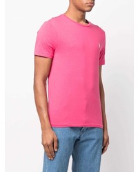 Мужская ярко-розовая футболка с круглым вырезом от Polo Ralph Lauren