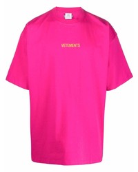 Мужская ярко-розовая футболка с круглым вырезом от Vetements