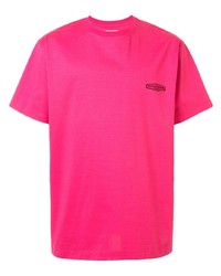 Мужская ярко-розовая футболка с круглым вырезом от Wooyoungmi