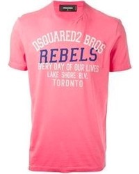 Ярко-розовая футболка с принтом