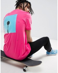 Мужская ярко-розовая футболка с принтом от Asos