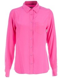 Ярко-розовая шелковая блуза на пуговицах от Equipment