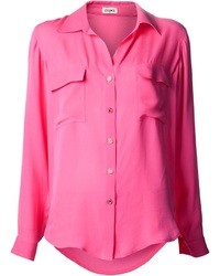Ярко-розовая шелковая блуза на пуговицах от L'Agence