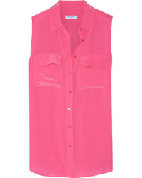 Ярко-розовая шелковая блузка от Equipment
