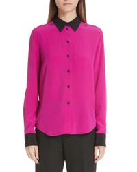 Ярко-розовая шелковая классическая рубашка