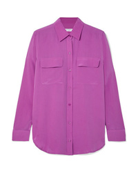 Женская ярко-розовая шелковая классическая рубашка от Equipment