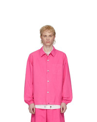 Ярко-розовая шелковая куртка-рубашка