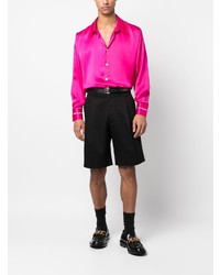 Мужская ярко-розовая шелковая рубашка с длинным рукавом в клетку от Late Checkout