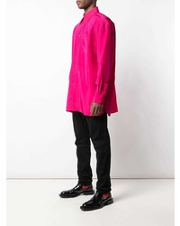 Мужская ярко-розовая шелковая рубашка с длинным рукавом от Givenchy
