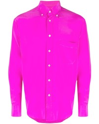 Мужская ярко-розовая шелковая рубашка с длинным рукавом от Tom Ford