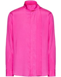 Мужская ярко-розовая шелковая рубашка с длинным рукавом от Valentino