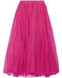 Ярко-розовая шелковая юбка со складками от Gucci