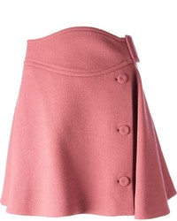 Ярко-розовая шерстяная мини-юбка