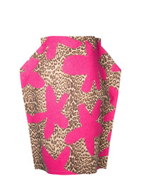 Ярко-розовая юбка-карандаш с леопардовым принтом от Comme Des Garçons Vintage