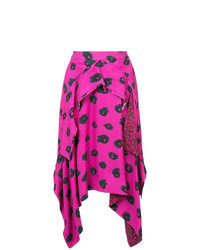 Ярко-розовая юбка-миди с принтом от Proenza Schouler