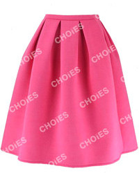 Ярко-розовая юбка-миди со складками