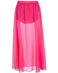 Ярко-розовая юбка-миди со складками от Balmain