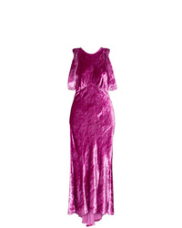 Ярко-розовое бархатное вечернее платье от ATTICO