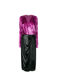 Ярко-розовое бархатное платье-миди от ATTICO