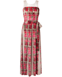 Ярко-розовое вечернее платье из фатина с принтом от Cecilia Prado
