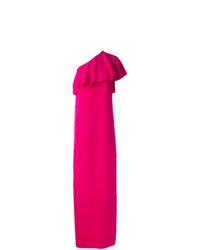 Ярко-розовое вечернее платье с рюшами от Lanvin