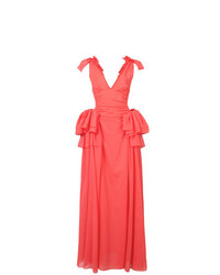 Ярко-розовое вечернее платье с рюшами от Rosie Assoulin