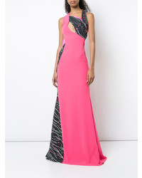 Ярко-розовое вечернее платье с украшением от Rubin Singer