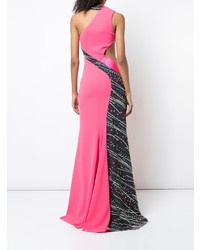 Ярко-розовое вечернее платье с украшением от Rubin Singer