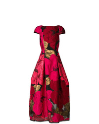 Ярко-розовое вечернее платье с цветочным принтом от Talbot Runhof