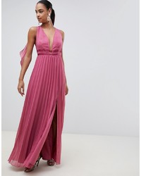 Ярко-розовое вечернее платье со складками от ASOS DESIGN