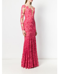 Ярко-розовое кружевное вечернее платье от Olvi´S