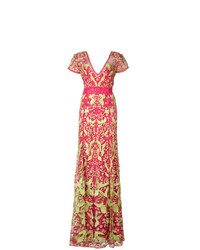 Ярко-розовое кружевное вечернее платье от Marchesa Notte