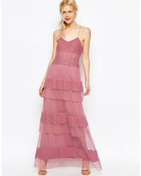 Ярко-розовое кружевное платье-макси от Asos
