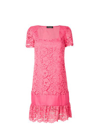 Ярко-розовое кружевное платье прямого кроя от Twin-Set