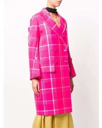 Женское ярко-розовое пальто в клетку от Fendi